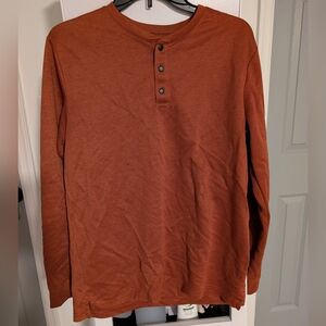 ✨2 For $8✨ Long Sleeve Henley Shirt - Burnt Orange